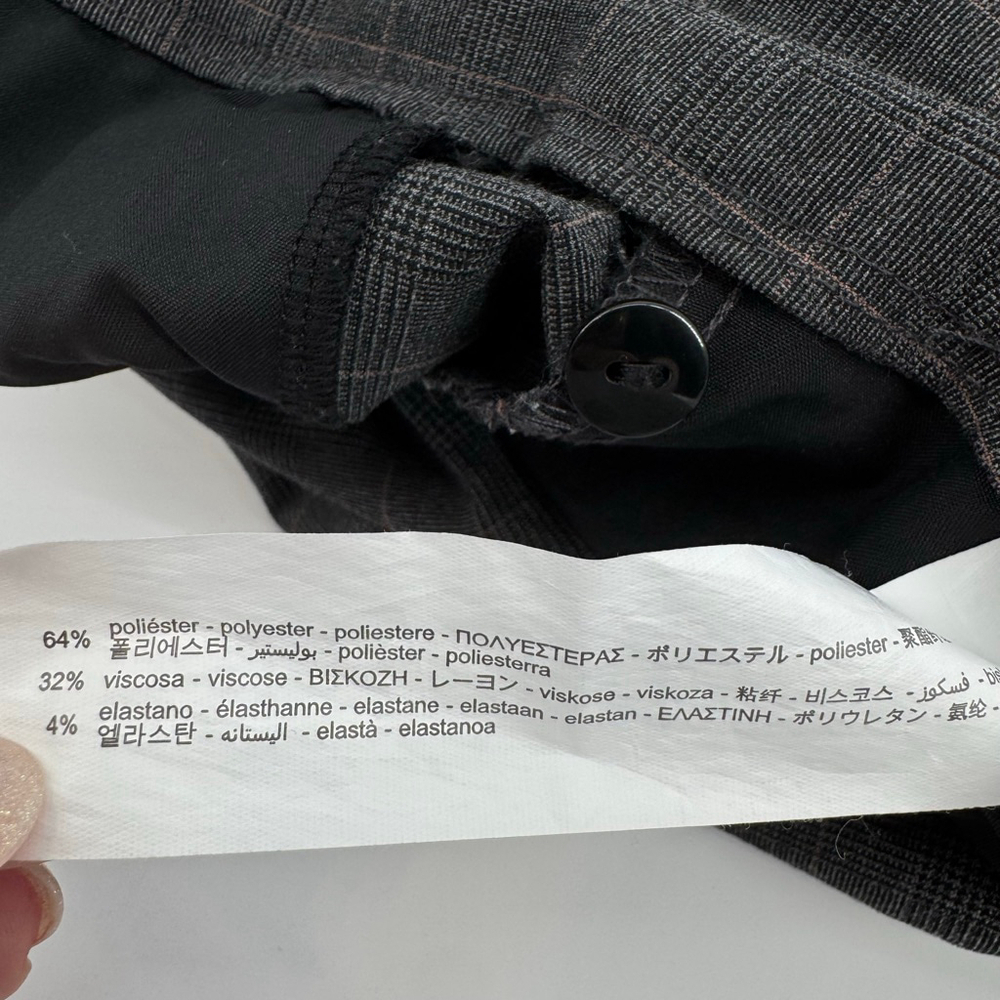 Zara Plaid Wide Leg Pleated Front Pants L Charcoal Gray - Picture 4 of 9